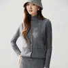 Colete Cardigan Baicai Velvet 2026 Outono/Inverno Novo Tricô Fino Sem Mangas Decote V com Bolsos Peça de Camada Exterior