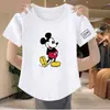 Roupa de maternidade gola redonda manga curta camiseta feminina 2024 novo estilo coreano que rejuvenesce desenho animado fofo Minnie ins moderno soltinho top