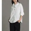Camisa Blanca de Algodón Puro de Manga Larga con Cuello Volante Estilo Francés para Mujer, Nuevo Diseño Elegante Top Primavera Temprana 2026