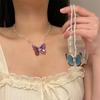 Collar de Cuentas de Mariposas Moradas Azules Coloridas Súper Hada Personalidad Nicho Femenina Elegante Lujo Ligero Cadena Clavícula Nuevo Estilo