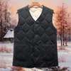 Colete de lã de cordeiro para meia-idade e idosos, masculino, com forro de fleece, espessado para o inverno, quente para o pai, folgado, colete para o avô