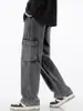 Jeans Retrô Americano Tendência Transfronteiriço Primavera e Outono Roupa de Trabalho Cintura Elástica Solta Jeans Masculino Casual Versátil Calça Reta