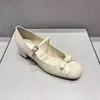 Sapatilhas de balé fada cetim Mary Janes femininas salto grosso novo estilo com tira única francesa estilo sapatos baixos de verão laço