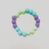 Pulseira Elástica Colorida Arco-Íris Infantil e Fofa com Contas 10mm Cor Gelatina Furo Reto Contas Coloridas Pulseira de Contas Leve Versátil