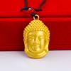 Collar Colgante Cabeza de Buda de Oro Aluvial Atado con Cadena de Cuerda Negra Clavícula Aleación Punto al por Mayor Moda Versátil Colgante Joyería