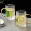 Vaso de Verano Transparente para Bebidas de Alto Borosilicato Vaso Copa Concubina Imperial Vaso de Burbujas Vaso con Patrón de Martillo Vaso de Vidrio de Alto Valor de Color ins