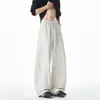 Pantalones de trabajo de estilo americano desconstruidos tipo cimitarra para hombre, pantalones largos de pierna ancha holgados de moda para otoño, pantalones casuales rectos