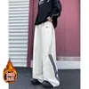 Pantalones Deportivos Casuales Rectos Gruesos con Forro de Polar de Moda para Hombres y Mujeres, Cálidos para Otoño e Invierno, Sueltos, Cómodos, para el Trabajo, Uso Diario