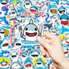 Nuevos 50 Piezas Lindos Tiburones Personalidad Creativos Pegatinas Teléfono Móvil Cuaderno Taza de Agua Maleta Pegatinas Impermeables Venta al por Mayor