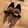 Mocasines retro de mujer con una correa, punta poco profunda, forro de felpa, tacón grueso cálido
