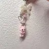 Chaveiro Estilo Girly Doce e Cool Gatinho Aveludado Laço Florzinha Miçangas Corrente Personalizada Nicho Feito à Mão para Mulheres