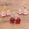 4 Colores 44x48 mm Accesorios para Joyería DIY de Aleación y Resina Encanto de Fruta Cereza Colgante de Cereza Colgante