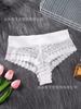 Ropa interior europea y americana transfronteriza de encaje de cintura media, transparente, hueca, sexy, de cobertura media, levanta glúteos, control de abdomen, bragas