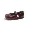 Zapatos de Cuero Rojos de Alta Gama Estilo Coreano para Niñas, Perla Princesa, Mary Jane Retro de Charol, Suela Suave, Versátiles para Niños