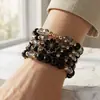 Amazon Fashion Pulseira de Cristal com Flores Boêmia Luxo Leve Versátil Moda Pulseira de Contas Elástica Multicamadas