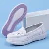 Sapatos de Enfermagem com Amortecimento para Mulheres para Todas as Estações, Couro Genuíno Sola Grossa Antiderrapante Sola Plana Sola Macia Respirável Trabalho Sapatos Médicos para Mulheres, Peça Única Dropshipping