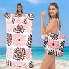 Toalha de Praia Duas em Uma com Bolsa Integrada, Toalha de Praia Dobrável para a Praia, Bolsa de Ombro Multifuncional, Toalha Esportiva Estampada