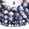 Piedra Azul con Puntos Naturales Cuentas Sueltas Cuentas Redondas Material para Pulsera de Cuentas DIY Accesorios para Joyería Tejidos a Mano Portátiles Venta al por Mayor