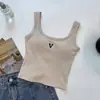 Nuevo Chaleco de una Pieza Color Sólido con Estampado de Letra V y Tirantes Anchos en los Hombros con Copas