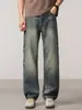 Ropa de Hombre Fengshe / Nuevo de Primavera Retro Americano Holgado Streetwear Pantalones de Pierna Ancha Jeans para Hombre Pantalones Rectos
