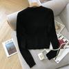 Cárdigan de Punto Negro Estilo Tweed para Mujer 2025 Nuevo Estilo Japonés Estilo Perezoso Retro Chaqueta Suéter de Cuello Redondo para Mujer Primavera y Otoño
