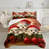 Kit de Textil para el Hogar Navideño con Impresión Digital Cepillada Temu/Jit Transpirable Agradable al Tacto Colcha Funda de Almohada Fábrica de Origen