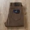 2024 nuevo invierno forro polar grueso marrón cálido elástico cintura alta cinco bolsillos hombres recto mezclilla casual pantalones