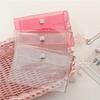 Porta-cartões de PVC transparente criativo, porta-moedas portátil com corrente para pendurar, bolsa pendurada, conjunto de armazenamento de bolsa de batom coração feminino