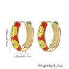 Distrito de Lu Padrão de Margarida com Gotejamento de Cor Criativa Fivela de Orelha Geométrica Cobre Banhado a Ouro 18K Brincos de Moda com Gotejamento de Óleo Brincos Mulheres