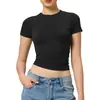 Top de Color Sólido con Cuello Redondo de Manga Corta, Estilo Europeo y Americano, Deportivo, Ajustado, Sin Costuras, Más Vendido en Amazon Tk