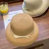 Sombrero de Paja Estilo Hepburn para Mujer, Sombrero de Sol para Salidas de Verano en la Playa, Sombrero Tejido de Paja con Lazo, Sombrero de Pescador de Gama Alta