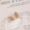 Pendientes de Flor de Esmalte Morado Fresco y Dulce con Goteo para Mujer 2026 Nueva Moda Primavera y Verano Pendientes Fruncidos