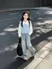 Conjunto de Chaleco de Otoño para Niñas 2026 Nuevo Estilo Camisa Elegante de Encaje para Primavera/Otoño Jeans de Pierna Ancha Conjunto de Tres Piezas