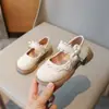 Zapatos de Niña Zapatos Nuevos de Princesa para Niños Zapatos de Cuero Pequeños 2025 Nuevo Otoño Encaje Zapatos Sencillos Negros Individuales para Bebés