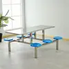 Juego de Mesa y Sillas para Comedor de Estudiantes Escolares para 4-8 Personas, Mesa y Sillas de Comedor de Acero Inoxidable Integradas para Personal de Comida Rápida, Mesa de Comedor para Cafetería