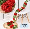 Planta de simulación de rosa, cadena de ratán, decoración de flores falsas, planta de techo de interior, pared, tubería de hierro, decoración de flores falsas