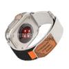 Adecuado para Correa de Apple Watch Lona de Nylon Etiqueta de Cuero Appleiwatch110 Bucle Correa de Velcro 49mm