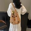 Bolsa tote de crochê à mão de corda de algodão, de ombro único, acabada em lã, vazada, de grande capacidade, moda, estilo ocidental
