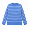 Nueva colección de otoño: Camiseta de manga larga a rayas, de cuello redondo y color liso para hombre, estilo coreano, casual, corte holgado y elegante sin esfuerzo