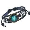 Accesorios Creativos de Gran Venta Pulsera Sencilla de 12 Constelaciones Cuerda de Cuero Trenzada Hecha a Mano Joyería para la Mano Joyería Unisex de Moda