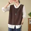 Colete Tricotado Feminino Primavera e Outono 2025 Novo Solto Camada Sobre Camada Xale Colete Top Tricô Feminino Verão