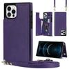 Adecuado para Funda de Teléfono Móvil Iphone17 16Pro Hebilla Doble Tarjeta Diagonal Anti-Caída Cubierta Protectora Samsung S25 Funda de Cuero Color Puro