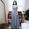 Vestido de Noche Azul para Mujer 2026 Estilo Nuevo con Tirantes, Estilo Princesa Socialité, Vestido de Brindis para Bodas, Verano, Mayoreo