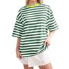 2024 Ropa de Mujer Europea y Americana Transfronteriza Verano Nuevo Estilo Simple Hogar Casual Camiseta de Rayas con Cuello Redondo y Manga de Cinco Cuartos