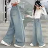 Ropa para Niños Jeans para Niñas, Pantalones Rectos para Niños Talla Mediana y Grande, Nuevos Pantalones Casuales de Pierna Ancha Estilo Coreano para Primavera y Otoño 2026