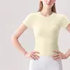Top deportivo blanco sin costuras de manga corta, transpirable, fino, para Pilates y yoga, camiseta de yoga ajustada de manga corta con sensación de segunda piel, efecto adelgazante