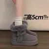 Botas de Nieve de Cuero con Suela Gruesa Antideslizantes Forradas de Piel para Mujer con Felpa Extra Cálida de Invierno Nuevos Zapatos de Algodón Botines