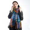 Cachecol de mohair xadrez arco-íris transfronteiriço feminino moderno de alta qualidade tricotado com franjas espesso quente