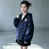 Jaqueta com Capuz para Meninas Primavera e Outono 2026 Nova Doce Bonita Estilo Capuz Estampada Tricô Moletom Jaqueta Tendência