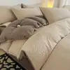 Juego de ropa de cama de cuatro piezas de gasa de doble capa de algodón puro de 60 hilos, todo algodón, lujo ligero, tacto de alta gama, funda de edredón para dormitorio principal, juego de tres piezas para cama individual